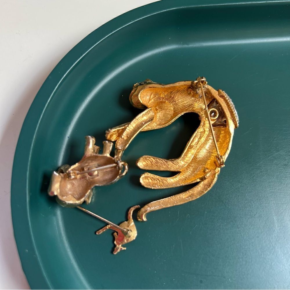 Quirky Vintage 3 Piece Gold Toned Jungle Safari Animal Brooch Pin Lot - Picture 8 of 8